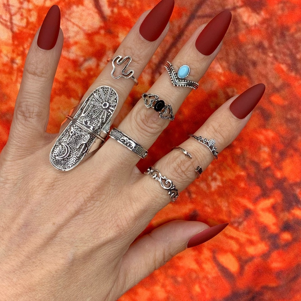 3/$10 NEW Boho Style Rings & MIDI Rings Design Mix / silver tone Bundle NWOT - Picture 2 of 7